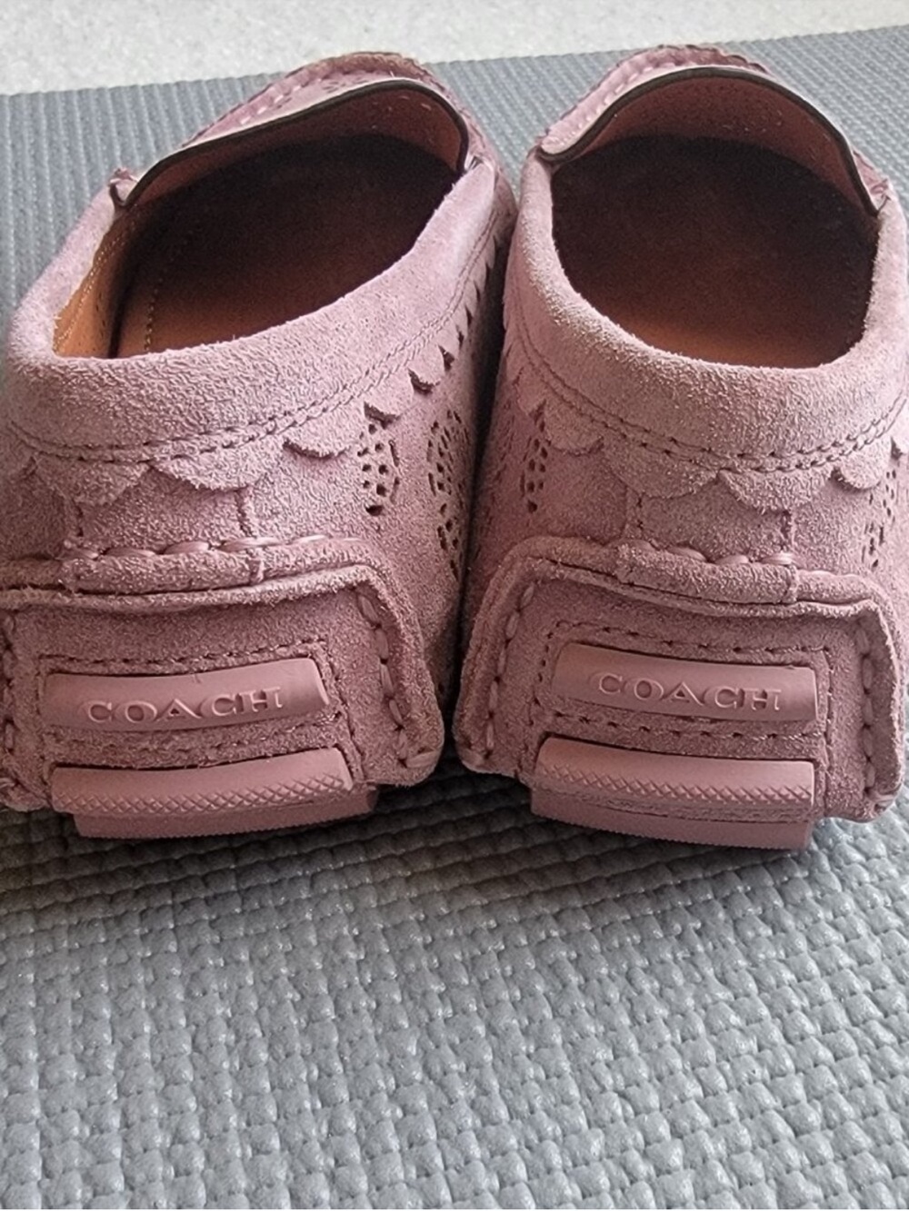 COACH Dusty Pink Suede Driving Moccasins - Picture 7 of 9